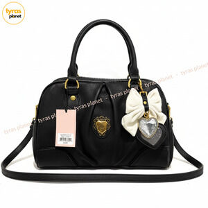 Juicy Couture Satchel Handbag Bow Charm Black Logo Shoulder Crossbody NWT